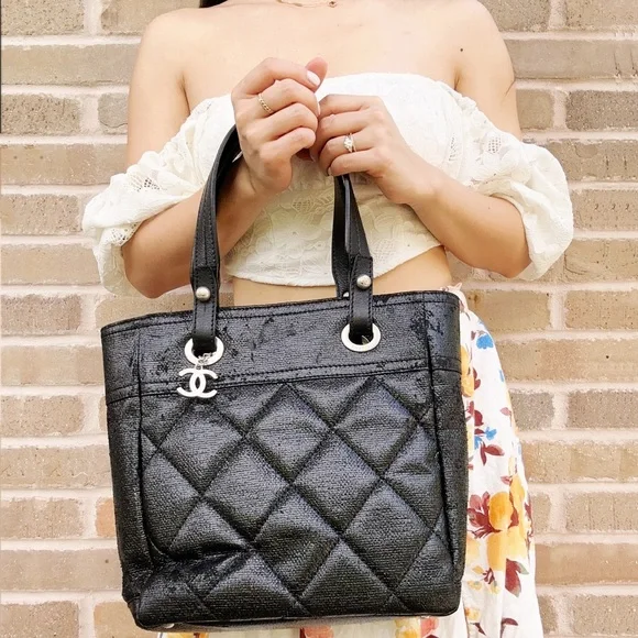 CHANEL | Bags | Chanel Paris Biarritz Tote Pm Black Coated